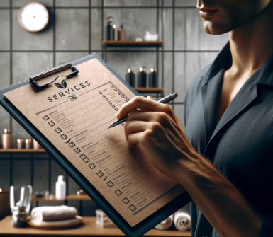 Customer selects esthetic services from a menu